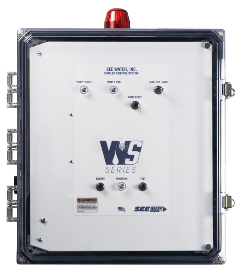 WS Series® Single-Phase Simplex Float-Operated Pump Control Panel, 120/208/240 VAC (WS1P-TP-10XX) see water ws1p tp 100x front